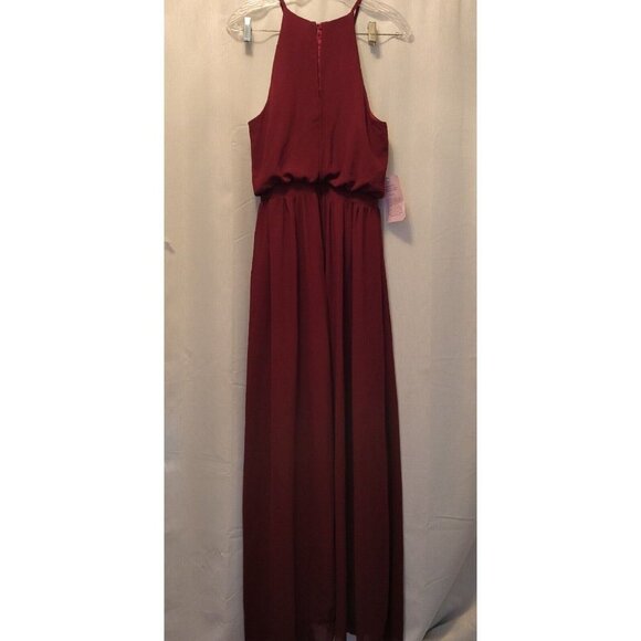 BHLDN Alana Maxi Dress Gown by Donna Morgan Chiffon Black Cherry Small - Picture 7 of 12